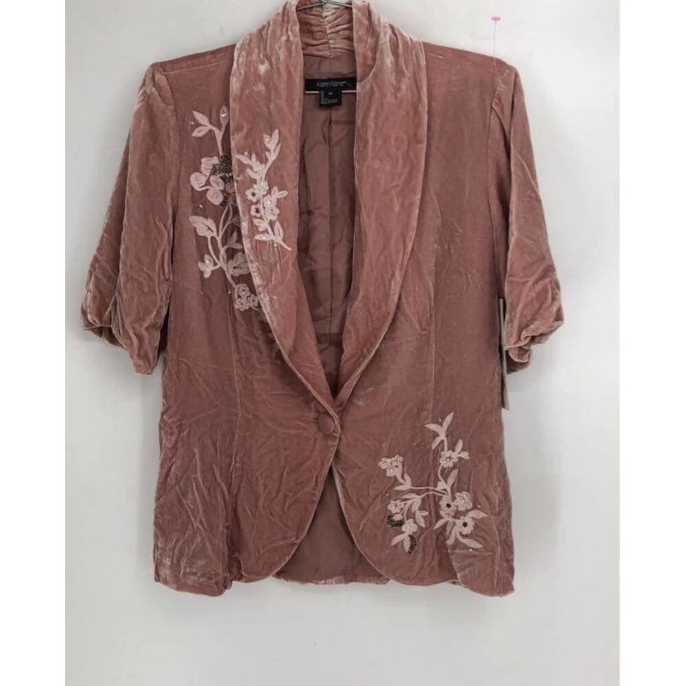 Karen Kane Pink Velvet Short Sleeve Suit Jacket Sz. M